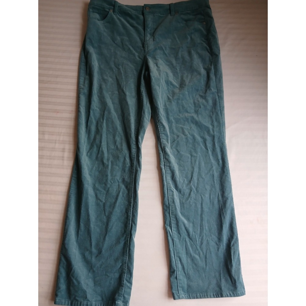Talbots Corduroy Pants 16 P Straight Fit Slate Blue High Rise Stretch